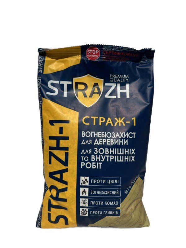 Вогнебіозахист STRAZH Страж-1 ХМББ (концентрат 1:10) зелений 0,5 кг